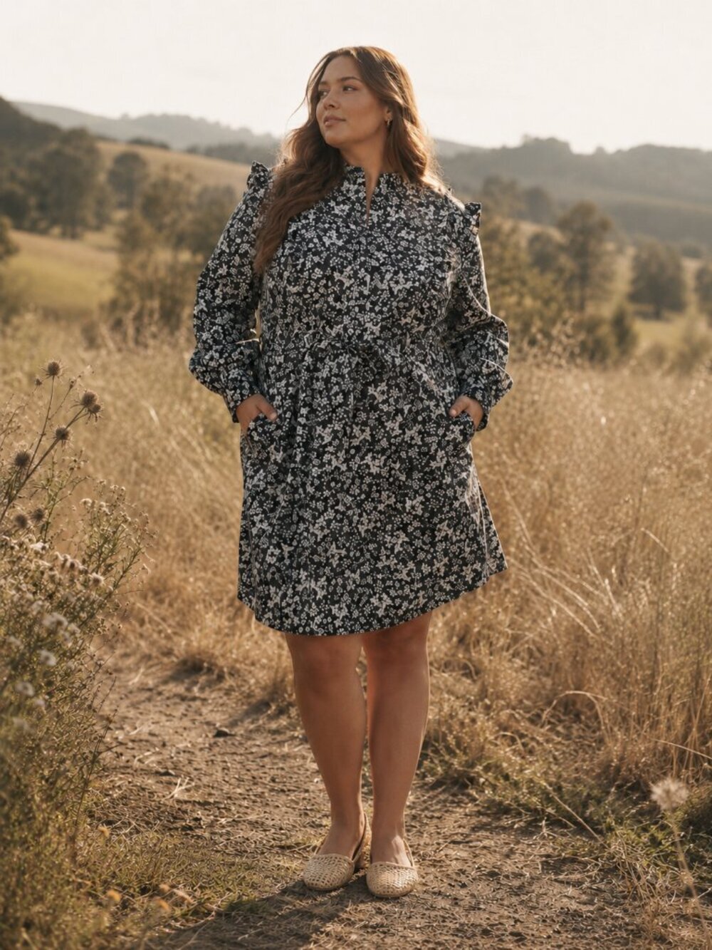 ERDEM x Universal Standard Shirt Dress Floral The Primrose Ruffle